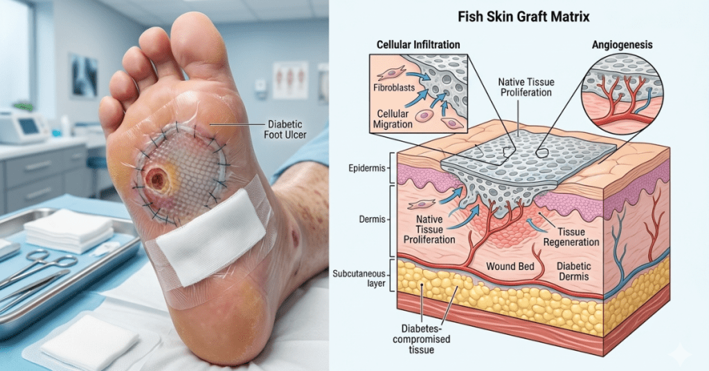 Reasons to Consider Fish Skin Grafts for Ulcer Treatment Podiatrist Valparaiso IN Foot doctor Northwest Indiana Sole Foot & Ankle Valparaiso Best foot specialist in Valparaiso Emergency podiatr